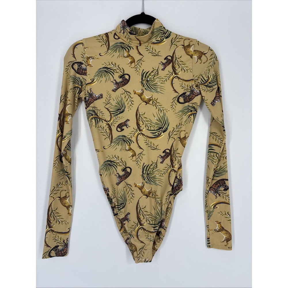 Adriana Iglesias Cheetah Leopard Novelty Animal Print Bodysuit - Size 36